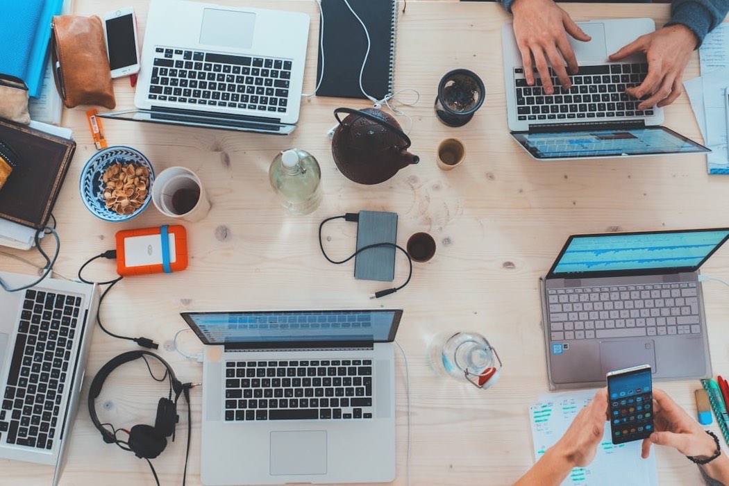 A workspace with a laptop used to run free online converter tools